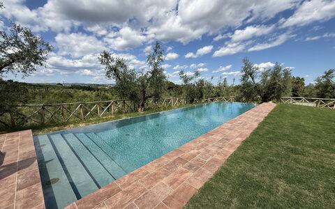 Villa del Mangia - Luxury Villa with Infinity Pool: Swimming Pool, Composite Material, Landscaping, Walkway, Reflection, Water Feature