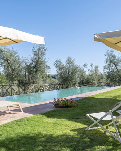 Villa del Mangia - Luxury Villa with Infinity Pool: Blue, Swimming Pool, Outdoor Furniture, Chair, Sunlounger, Landscaping, Villa, Eco Hotel, Resort, Plantation
