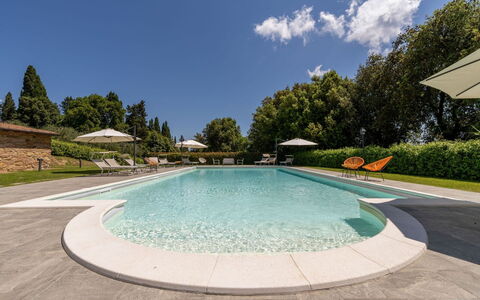 Tenuta i Mandorli, Pool, Wifi, Peccioli: Piscina, Giardino, Ricorrere, Landscaping, Eco Hotel, Shade, Prato, Estate, Cortile, Cortile