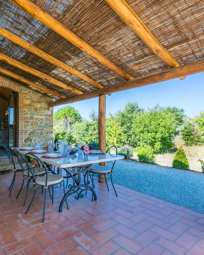 Podere Boscherini: Outdoor Furniture, Chair, Shade, Garden, Kitchen & Dining Room Table, Estate, Swimming Pool, Farmhouse, Patio, Eco Hotel