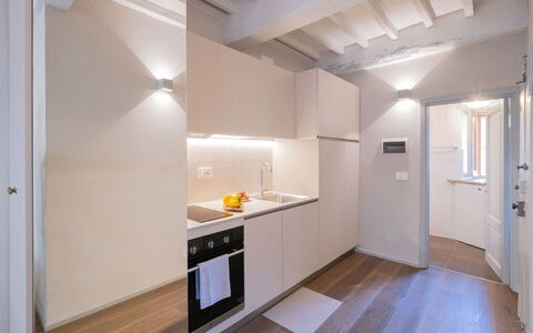 Guelfa 60: Interior Design, Flooring, Wall, Wood, Ceiling, Kitchen, Floor, Major Appliance, Kitchen Appliance, Countertop