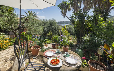 La Torre sul Ponte, Seaview, Garden: Vegetazione, Vaso Di Fiori, Arbusto, Giardino, Comunita 'Impianto, Pianta Della Casa, Landscaping, Mobili Da Esterno, Ricorrere