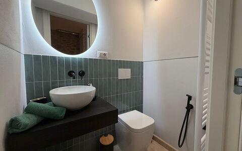 Casa Amandoli: Bathroom, Flooring, Interior Design, Wall, Plumbing Fixture, Floor, Bathroom Sink, Sink, Plumbing, Tap