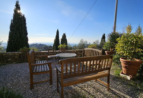 Villa Il Torrazzo, Vista Mare, Massarosa: Mobilia, Mobili Da Esterno, Giardino, Vaso Di Fiori, Sedia, Landscaping, Shade, Sempreverde, Tavolo Esterno