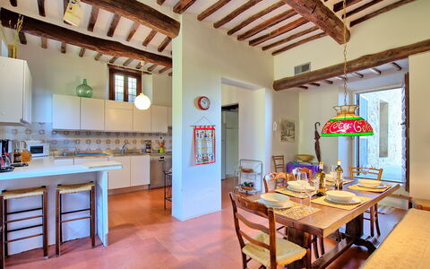 Villa Ulivacci: Furniture, Interior Design, Flooring, Wall, Wood, Ceiling, Floor, Room, Table, Dining Room