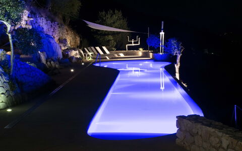 Villetta Farfallina: Blue, Swimming Pool, Resort, Night, Landscape Lighting, Water Feature, Eco Hotel, Hotel, Resort Town, Landscaping