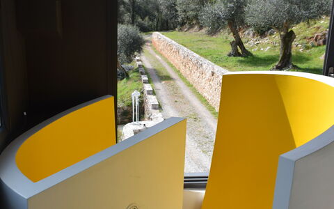 Villetta Farfallina: Yellow, Architecture, Design, Material Property, Tree, House, Landscape, Interior Design
