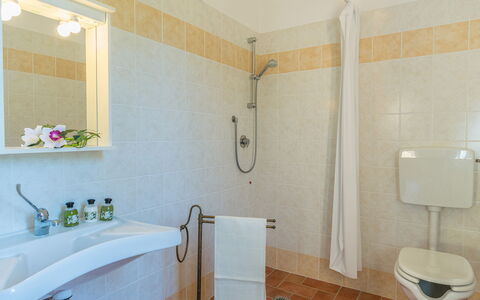 Poderina dei Poggi 12: Pavimentazione, Interior Design, Idraulico Fixture, Pavimento, Lavandino Del Bagno, Bagno, Lavello, Rubinetto, Idraulico, Camera