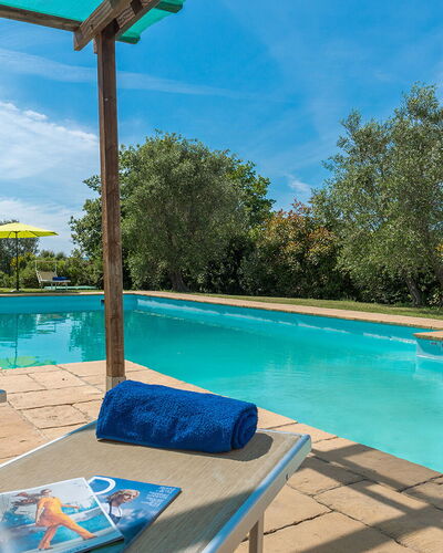 Podere Calcheto 14: Blue, Swimming Pool, Resort, Outdoor Furniture, Sunlounger, Garden, Eco Hotel, Estate, Landscaping, Shade