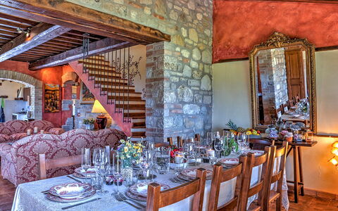 Casal del Salice 10: Furniture, Wall, Table, Chair, Interior Design, Home, Flooring, Kitchen & Dining Room Table, Ceiling, Dining Room