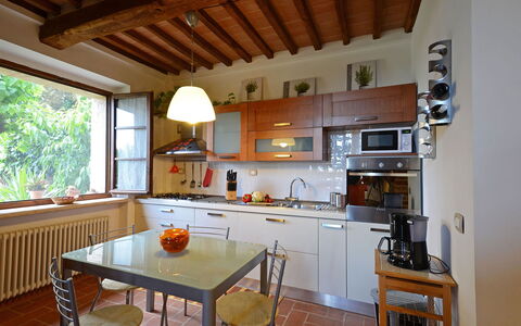 La Capanna di Franca 6+2: Furniture, Kitchen, Kitchen Appliance, Countertop, Interior Design, Major Appliance, Flooring, Wood, Cabinetry, Home Appliance