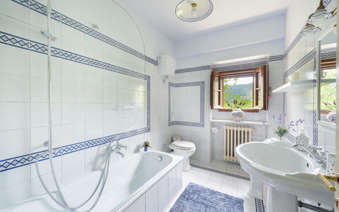 Casa del Sole 4: Plumbing Fixture, Bathroom, Interior Design, Tap, Flooring, Bathtub, Plumbing, Sink, Floor, Ceiling