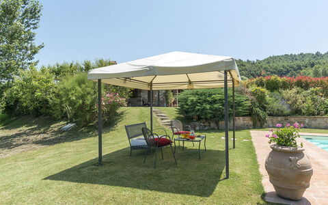 Casale al Doglio 6+1: Canopy, Gazebo, Garden, Shade, Pavilion, Outdoor Structure, Outdoor Furniture, Umbrella, Backyard, Landscaping