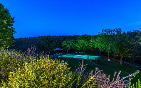 Monticchia 10: Blue, Nature, Garden, Sunlight, Landscaping, Swimming Pool, Park, Evening, Eco Hotel, Landscape Lighting