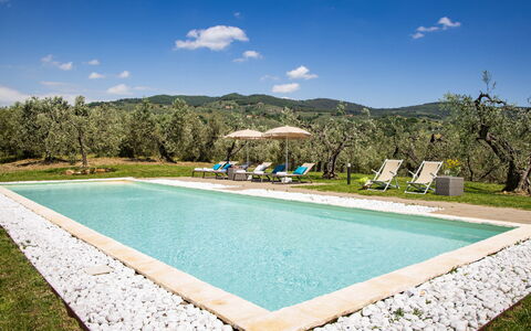 Villa Monnalisa 12: Paesaggio Naturale, Collina, Catena Montuosa, Piscina, Valle, Estate, Cresta, Landscaping, Agriturismo, Hacienda