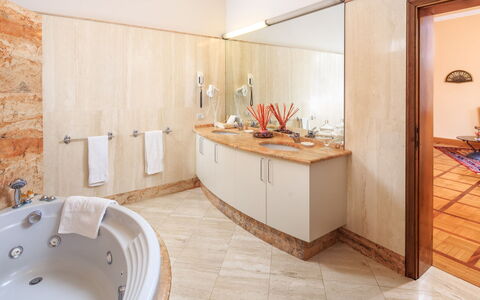 Villa Beltrami 14: Flooring, Interior Design, Floor, Plumbing Fixture, Wood, Bathroom, Ceiling, Bathroom Sink, Lighting, Furniture
