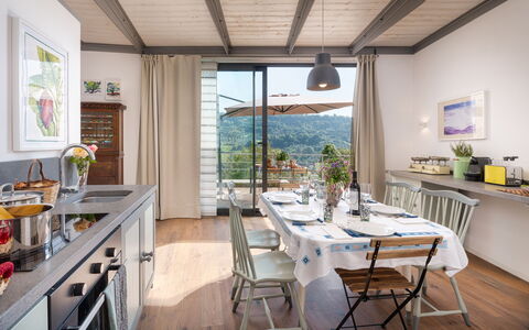 Podere Torre delle Sorgenti 4: Furniture, Chair, Table, Interior Design, Kitchen & Dining Room Table, Kitchen, Dining Room, Tableware, Home, Room