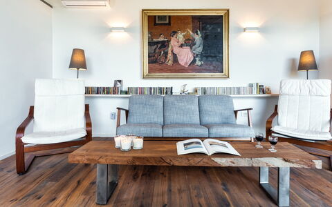 Podere Torre delle Sorgenti 4: Furniture, Interior Design, Flooring, Floor, Wood, Wood Flooring, Room, Home, Table, Living Room