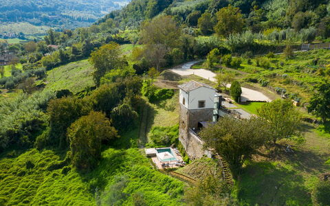 Podere Torre delle Sorgenti 4: Vegetation, Landscape, Rural Area, Highland, Land Lot, Human Settlement, Cottage, Hill Station, Village, Slope