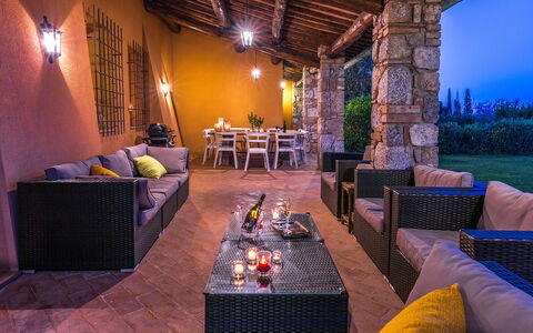Villa Il Foramasso 10+2: Furniture, Chair, Interior Design, Flooring, Lighting, Resort, Home, Table, Floor, Swimming Pool