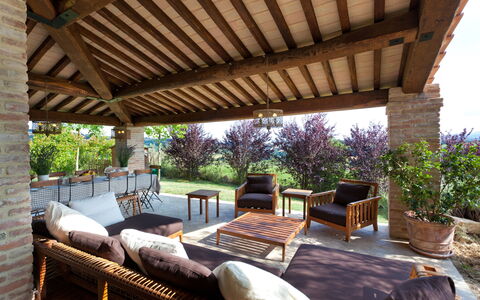 Casale delle Lavande 10: Furniture, Wood, Outdoor Furniture, Chair, Table, Flowerpot, Porch, Shade, Outdoor Table, Resort