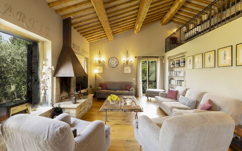 Casale delle Lavande 10: Furniture, Interior Design, Couch, Wall, Flooring, Home, Living Room, Ceiling, Room, Table