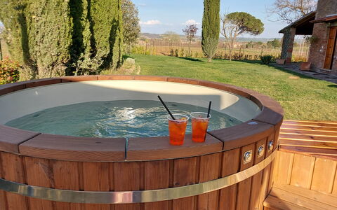 Il Grillo 10: Composite Material, Wood Stain, Jacuzzi, Bathtub, Plumbing Fixture, Water Feature, Hardwood, Swimming Pool, Backyard