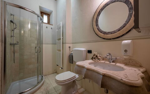 Podere Bellaria 18+2: Interior Design, Flooring, Floor, Furniture, Plumbing Fixture, Bathroom, Room, Lighting, Tap, Ceiling