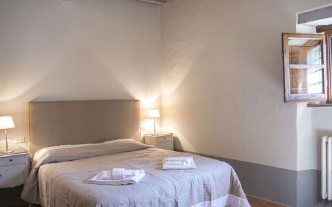 Le Caselle 26: Wall, Bedroom, Bed, Furniture, Interior Design, Bed Sheet, Ceiling, Bedding, Floor, Room
