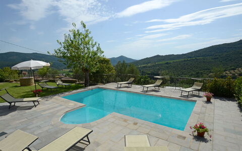 Torre la Ripa 8: Swimming Pool, Outdoor Furniture, Furniture, Resort, Umbrella, Sunlounger, Flagstone, Chair, Eco Hotel, Mountain Range