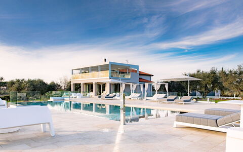 La Perla tra Gli Ulivi 12: Swimming Pool, Composite Material, Resort, Outdoor Furniture, Shade, Estate, Villa, Design, Chair, Outdoor Structure