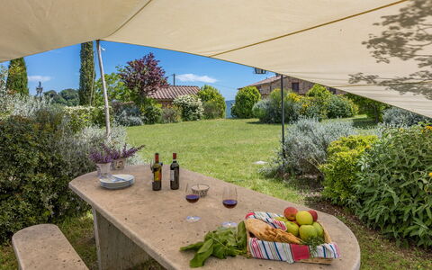 Podere San Ansano 14+2: Furniture, Shade, Garden, Outdoor Furniture, Chair, Outdoor Table, Leisure, Landscaping, Canopy, Yard