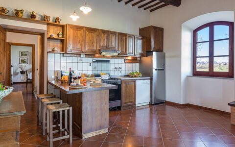 Casale le Tre Querce 8+1: Kitchen, Furniture, Interior Design, Flooring, Cabinetry, Countertop, Kitchen Appliance, Cupboard, Ceiling, Room