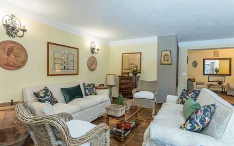 Villa Rinaldi 6: Furniture, Interior Design, Couch, Wall, Flooring, Living Room, Wood, Floor, Room, Table