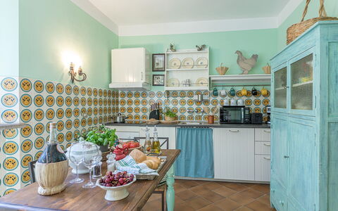 Villa Rinaldi 6: Interior Design, Kitchen, Flooring, Furniture, Cabinetry, Countertop, Floor, Room, Lighting, Home