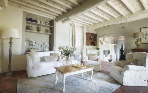 Villa Marraccini 8: Furniture, Interior Design, Couch, Wall, Living Room, Room, Home, Flooring, Ceiling, Throw Pillow