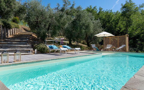 Villa Cristina 3: Blue, Swimming Pool, Outdoor Furniture, Resort, Eco Hotel, Garden, Backyard, Landscaping, Sunlounger, Water Feature