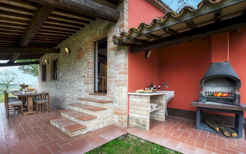 Villa le Logge 12: Furniture, Brick, Farmhouse, Garden, Cottage, Chair, Wood Stain, Backyard, Houseplant, Outdoor Structure
