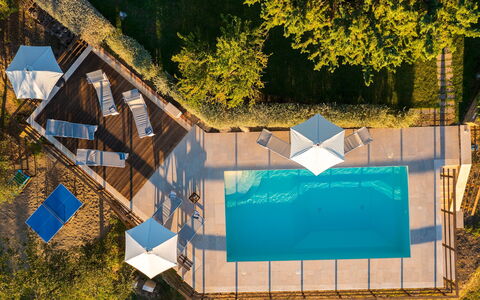 Podere Caprarecce 8: Swimming Pool, Water, Outdoor Furniture, Resort, Sunlounger, Leisure, Umbrella, Chair, Eco Hotel, Shade
