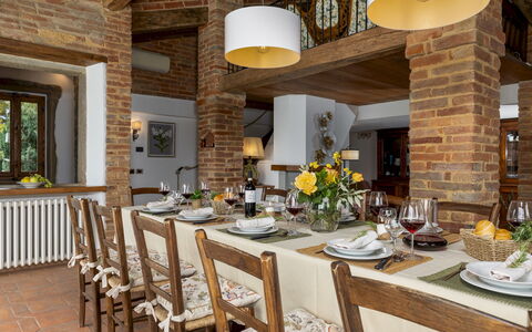 Il Romitoio 12: Furniture, Interior Design, Table, Chair, Wood, Ceiling, Dining Room, Kitchen & Dining Room Table, Room, Lighting