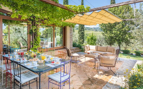Casale Santa Lucia 8+2: Furniture, Table, Chair, Outdoor Furniture, Kitchen & Dining Room Table, Outdoor Table, Garden, Shade, Restaurant, Patio