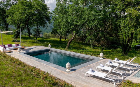 Anticiana 8: Swimming Pool, Outdoor Furniture, Garden, Landscaping, Sunlounger, Backyard, Chair, Estate, Water Feature, Design