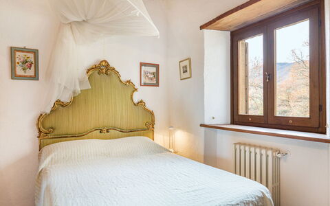 Casale Mollina 6+2: Bed, Bedding, Bedroom, Interior Design, Wall, Bed Sheet, Furniture, Linens, Wood, Room