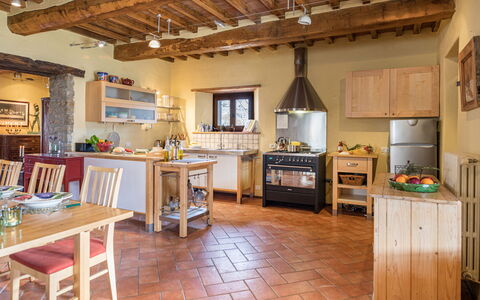 Casale Mollina 6+2: Furniture, Flooring, Interior Design, Kitchen, Wood, Kitchen Appliance, Floor, Cabinetry, Ceiling, Countertop