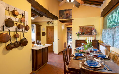 Podere Belvedere 6: Mobilia, Interior Design, Legna, Soffitto, Tavolo, Cucina & Sala Da Pranzo Tavolo, Illuminazione, Sala Da Pranzo, Pavimentazione, Sedia