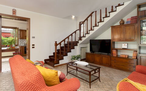 Villa Irene 6: Furniture, Interior Design, Flooring, Wood, Floor, Room, Couch, Living Room, Ceiling, Home