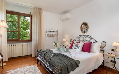 Villa Irene 6: Furniture, Bed, Interior Design, Bedroom, Bedding, Bed Sheet, Linens, Room, Flooring, Floor