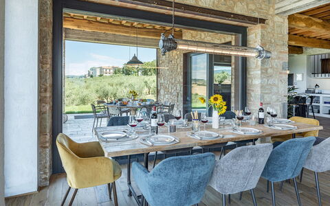 Casale the Place 6+2: Kitchen & Dining Room Table, Furniture, Table, Chair, Natural Material, Dining Room, Design, Restaurant, Villa, Beam