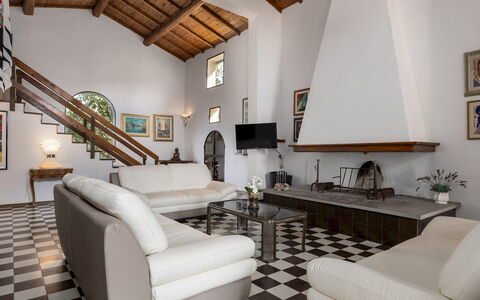 Villa Bel Panorama 8: Furniture, Interior Design, Flooring, Couch, Floor, Wood, Living Room, Ceiling, Room, Lighting