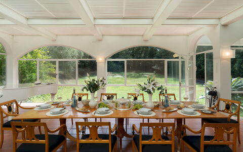Villa Manganelli 12: Furniture, Interior Design, Chair, Table, Dining Room, Ceiling, Kitchen & Dining Room Table, Flooring, Lighting, Floor